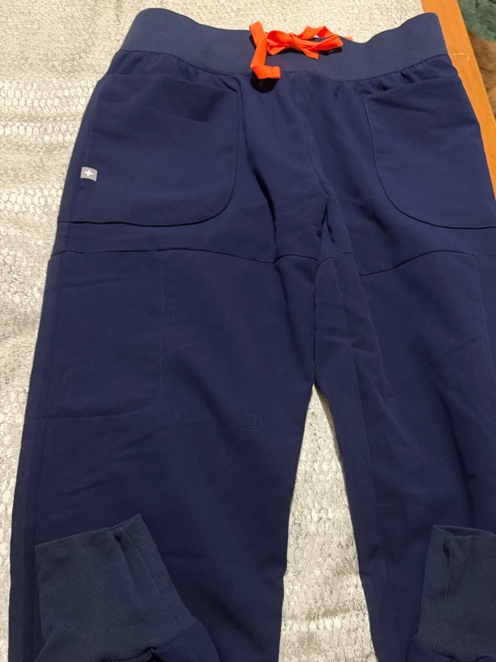 Figs Navy Joggers with Orange Drawstring